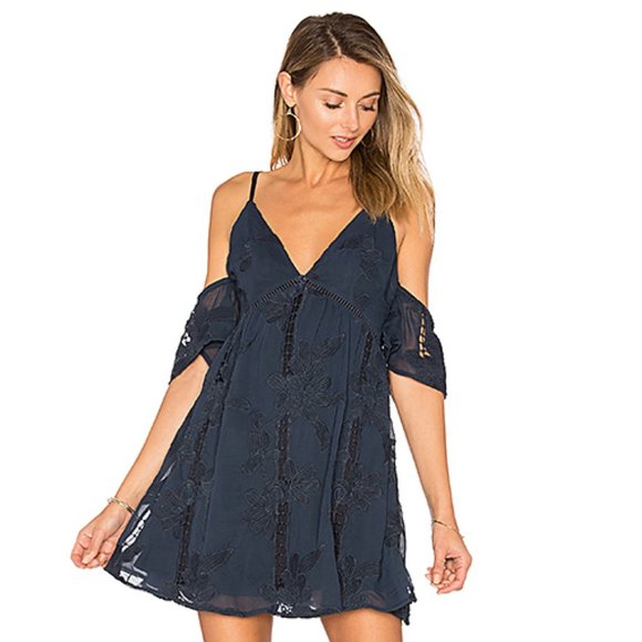 NWT Revolve Lovers & Friends WISHFUL DRESS Navy Blue Floral XS - Picture 2 of 3
